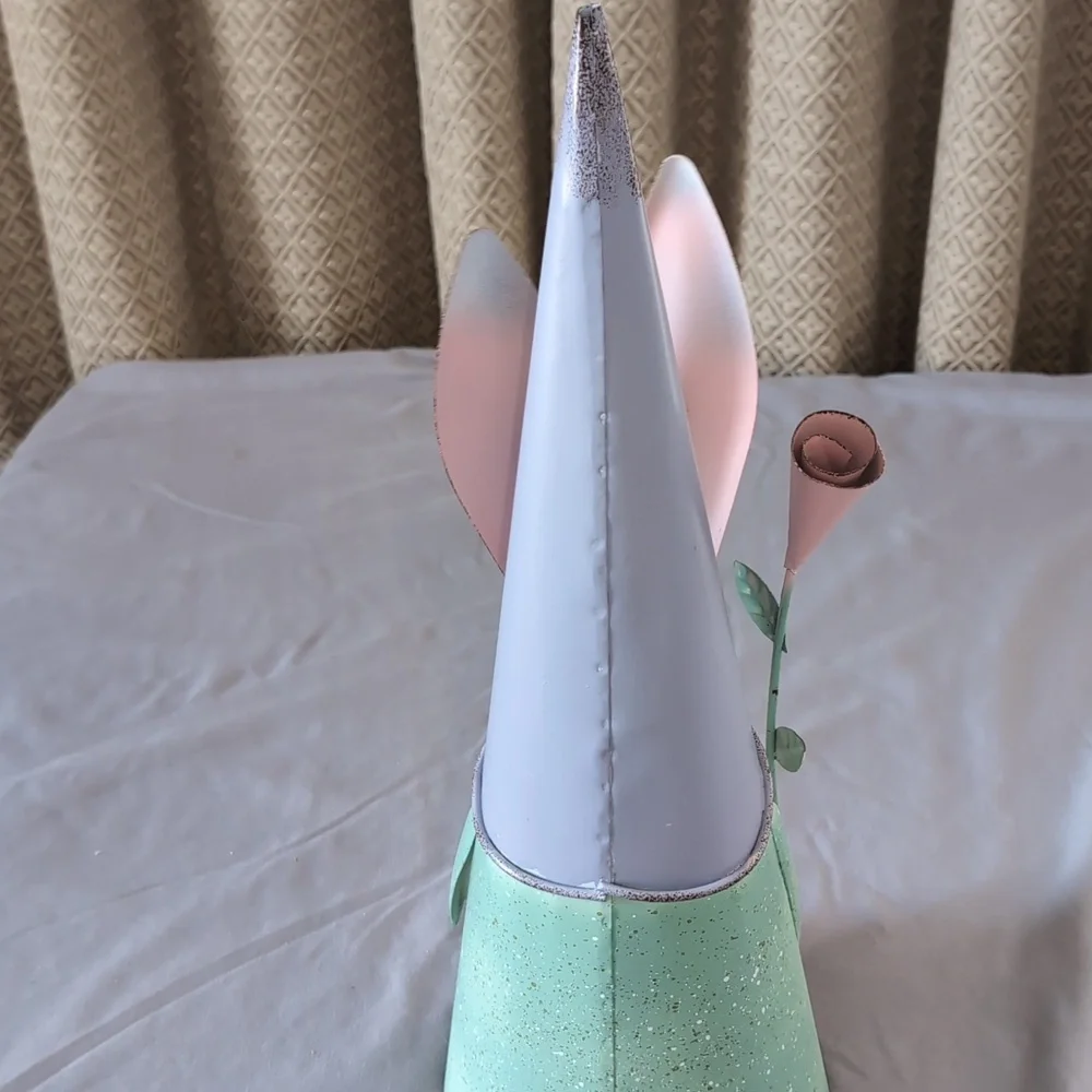 15 Inch Metal Easter Bunny Gnome With Moving Ears